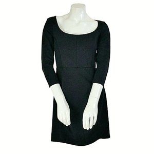 H&M Black Textured 3/4 Sleeve Sheath Party Dress